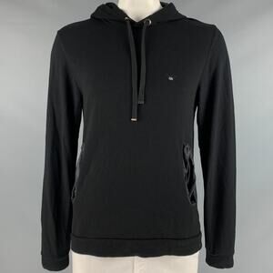 EMPORIO ARMANI Size XL Black Viscose Elastane Hooded Sweatshirt